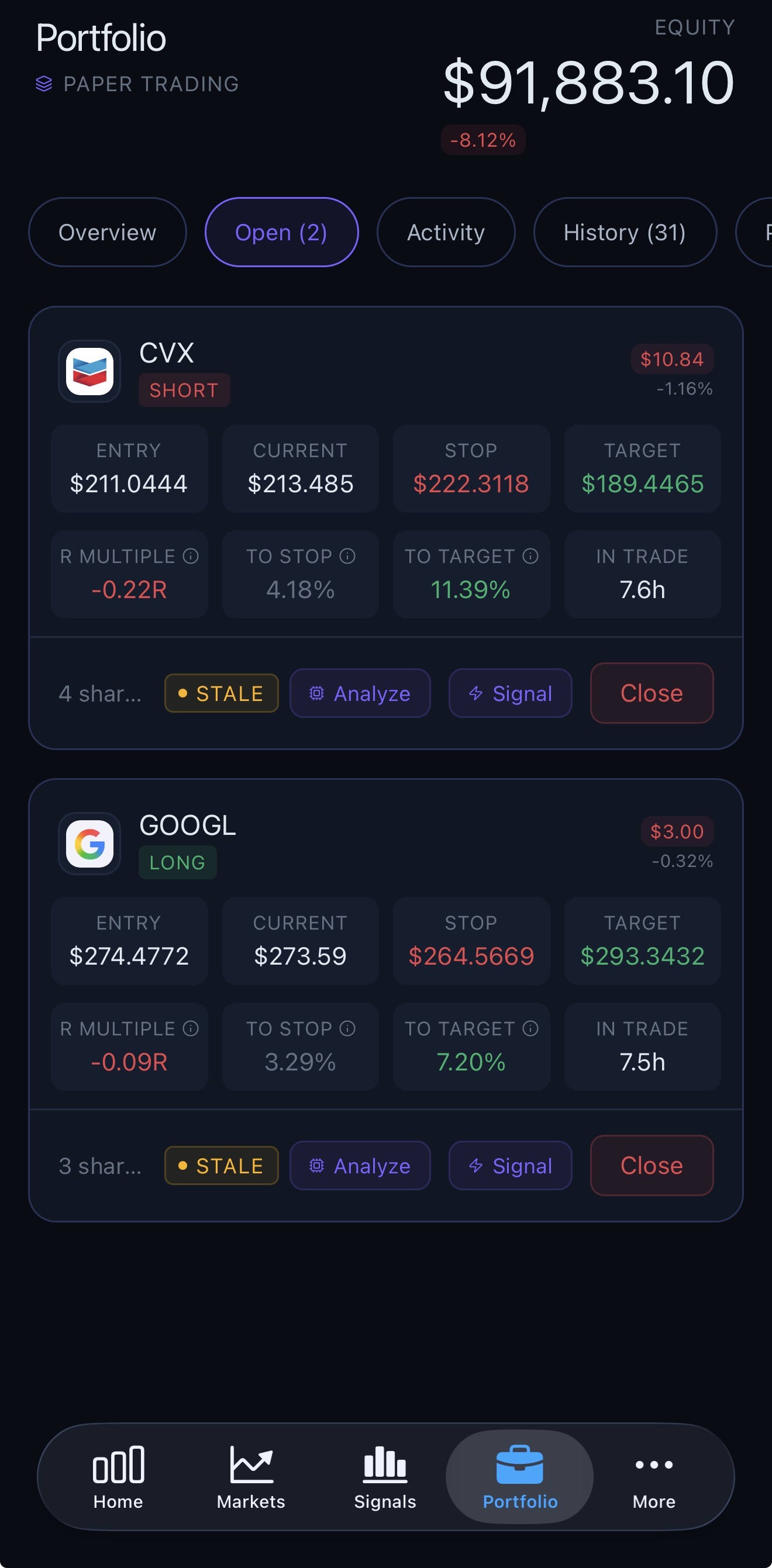Paper Trading Portfolio